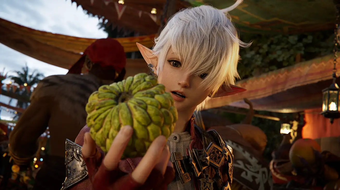 Capture d’écran de Square Enix tenant un artichaut dans Final Fantasy XIV