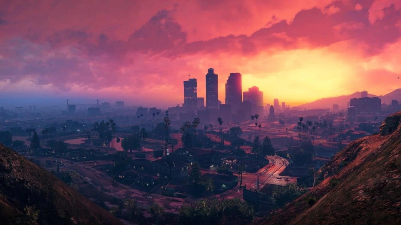 Grand Theft Auto VI : L'avenir du jeu en monde ouvert, avec un coucher de soleil époustouflant sur la nouvelle Vice City.