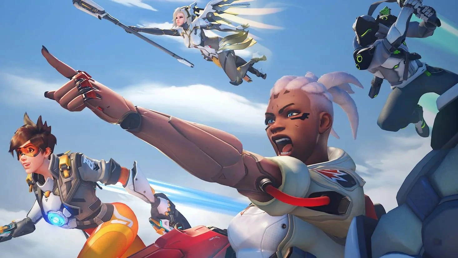 overwatch 2. overwatch 2 characters pointing to the sky
