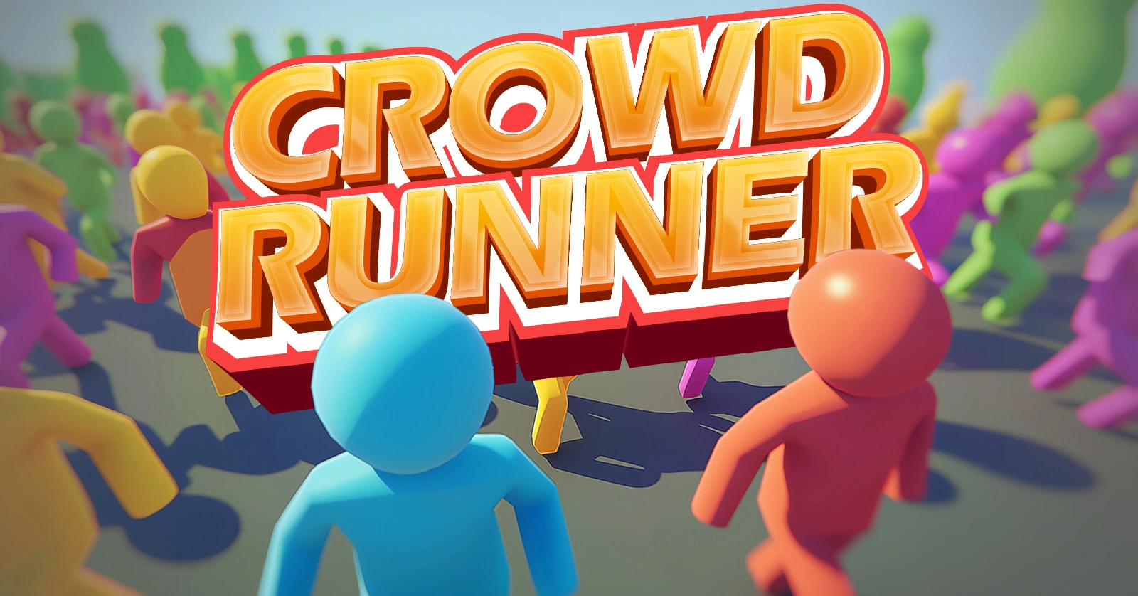 Crowd Runner game banner featuring colorful animated characters running in a race. This is one of the popular hyper-casual titles available on the Exscape mobile gaming app.